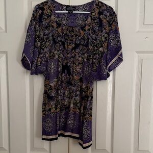 Cato Purple Floral & Medallion Print Mini  Dress